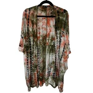Boho Tie Dye Kimono Cardigan With Pockets - Coin 1804 - Size Large